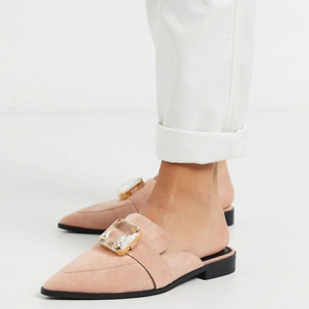 New Pink ASOS Mules - Wide Fit
